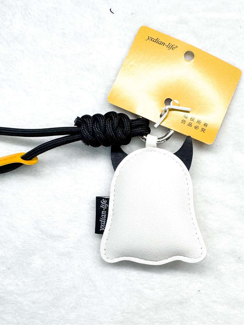 Ghost & Pumpkin Faux Leather Bag Charm Keychain - Picture 3 of 5